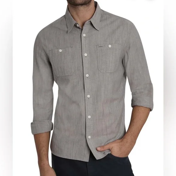 JACHS New York “The Vintage Chambray Shirt” Button down in Grey Large NWT